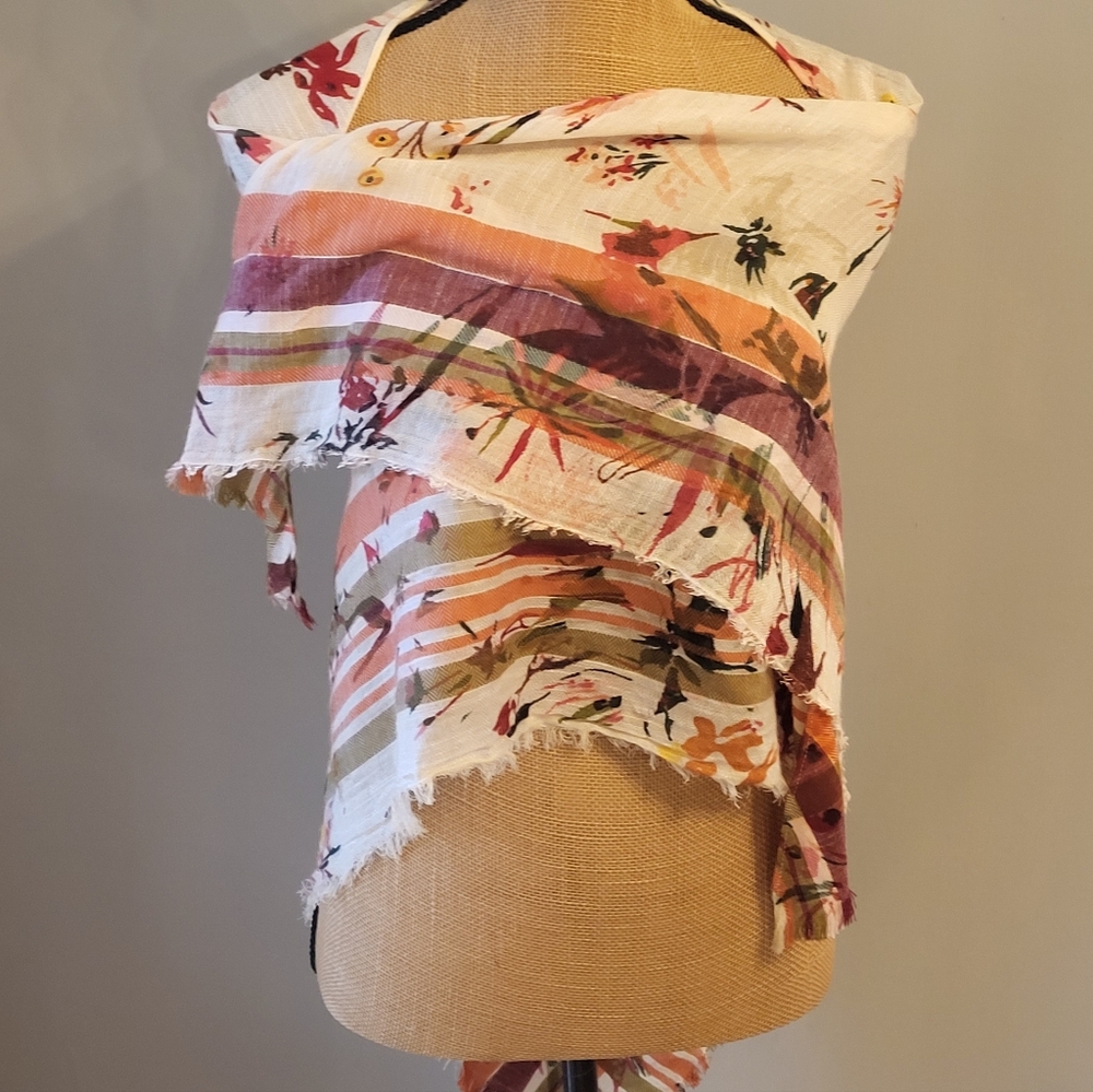 J Jill Woven Cotton Lightweight Floral Shawl - Picture 5 of 7
